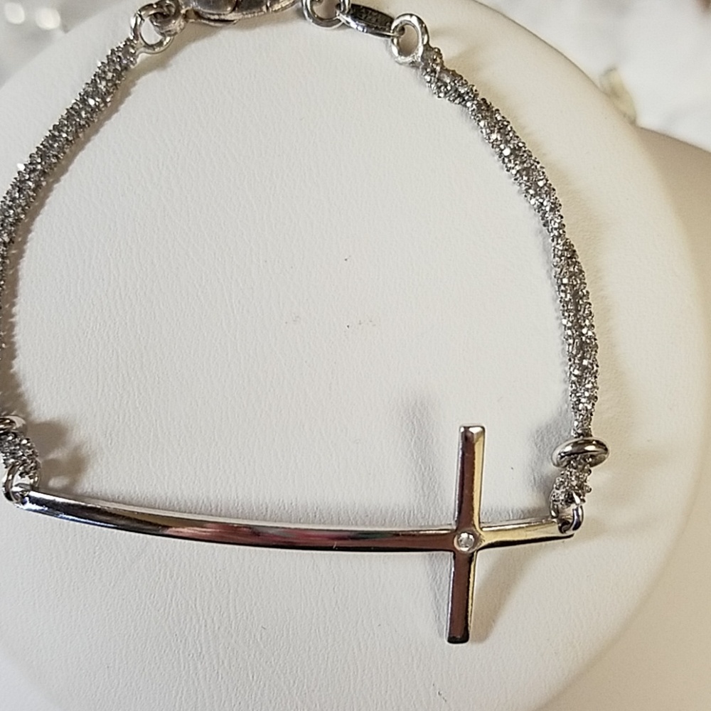 Italian Sterling Silver Cross Bracelet